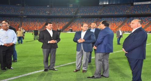 السيسي في استاد القاهرة لمتابعة الترتيبات النهائية لبطولة أمم أفريقيا 